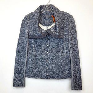 Anthropologie Saturday Sunday Blue Gray Marl Big Collar Sweater, Size XS, GUC